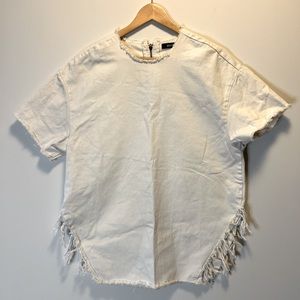 BDG denim short sleeved shirt with fringe sides